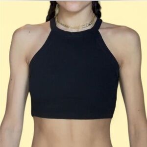 Black high neck cropped tank top